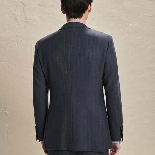 Anniversary Bird Suit Men's Wedding Men's Fashion Formal Wool Suit Striped Micro Suede Suit Pants Suit Men Iron Gray 48 A(175/96) /Please note waist or pants