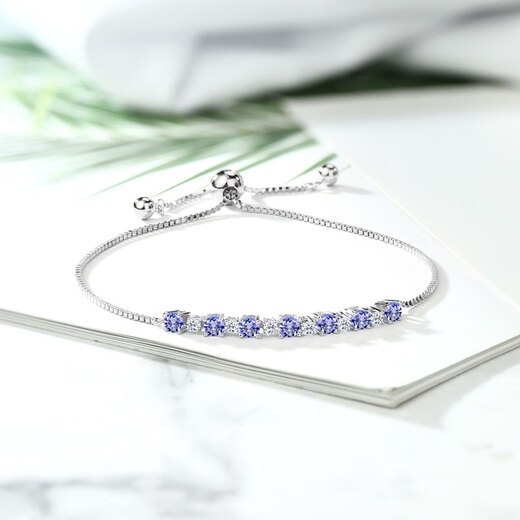 GEM STONE KING 1.2 carat tanzanite bracelet for women 925 silver adjustable full diamond colorful jewelry as a birthday gift for girlfriend