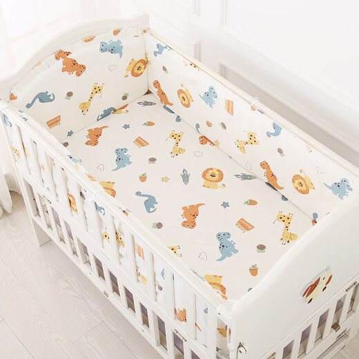 Shiai pure cotton crib bumper anti-collision soft bag custom-made Mengmenglong six-piece set 111*63