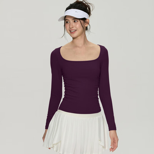 LULULOMDDW Pilates yoga long-sleeved women's slimming waist fitness t-shirt running training base shirt sports top navy blue S