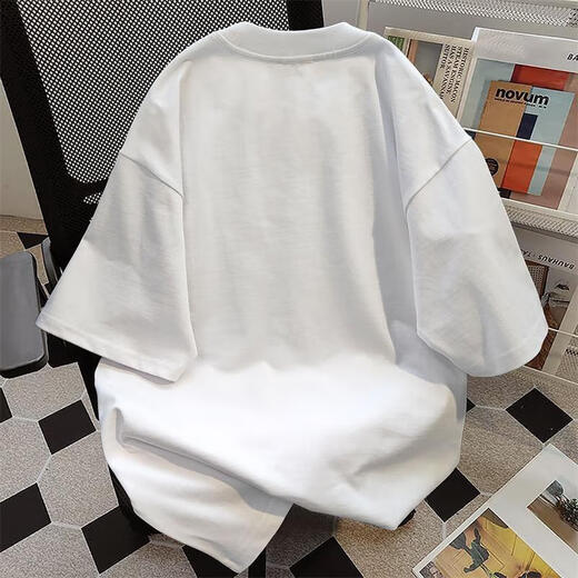 T-shirt à manches courtes en coton pur pour la chaîne de croix rouge masculine imprimée tendance street street décontractée zyfs blanc A-6197 [100% coton] l [120-130]