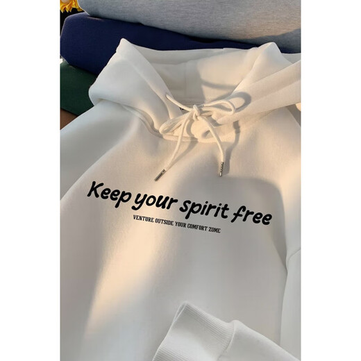 Velvet thickened American sweatshirt for men, autumn and winter trendy brand hooded jacket, youth loose high street versatile clothes, apricot plus velvet L