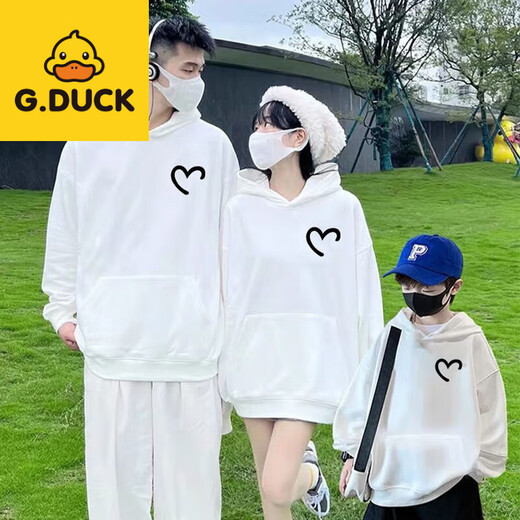 G.duck little yellow duck Chinese style parent-child outfit family portrait 2026 Year of the Horse spring and autumn outfit three-person family sports sweatshirt red hooded (spring and autumn style) 165 Adult S