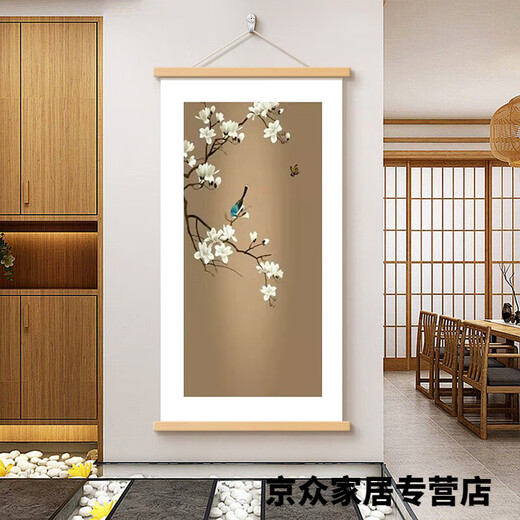 La nouvelle peinture décorative de style chinois de la lune - sous le porche peinture décorative de la chanson dynastie esthétique bambou peintures suspendues peintures de salle de thé de style médiéval