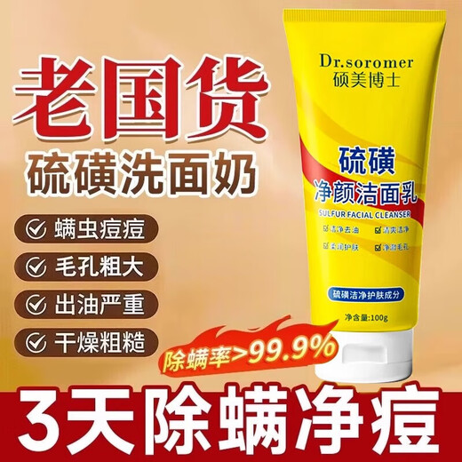 DR.SOROMER Sulfur Facial Cleanser Deep Cleansing, Removes Mites, Removes Acne, Controls Oil, Purifies Skin, Removes Blackheads, Exfoliates, Exfoliates, Replenishes and Moisturizes 1 Bottle (100g) Trial Pack