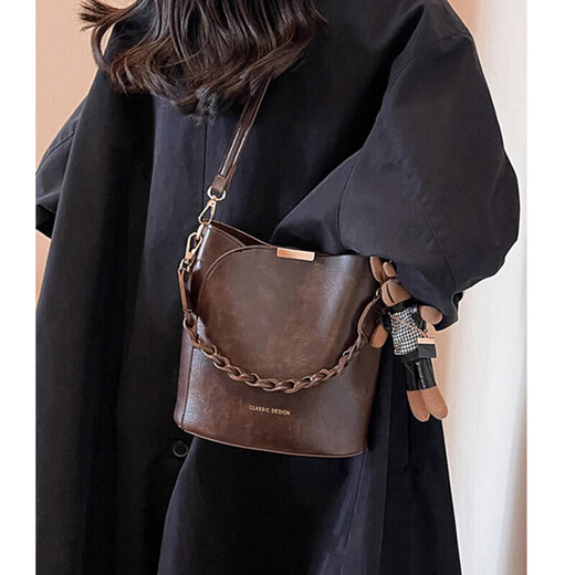 YUYULA cowhide bag women's bag crossbody bucket bag commuting light luxury shoulder bag birthday gift high-end for girlfriend and wife