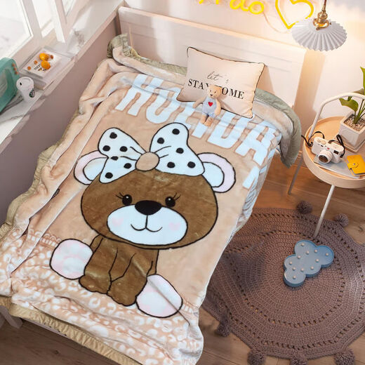 Chaosihui Kindergarten Blanket Thick Double-sided Velvet Nap Blanket Baby Student Dormitory Quilt Machine Washable Fortune Blossoms-Cloud Blanket Quilt- 200cm*230cm (about 2000g)