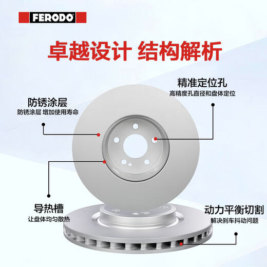 El disco frontal del disco de freno Ferodo es adecuado para Mercedes-Benz C-Class C180L/C200/C260L/E-Class W213 DDF2629C