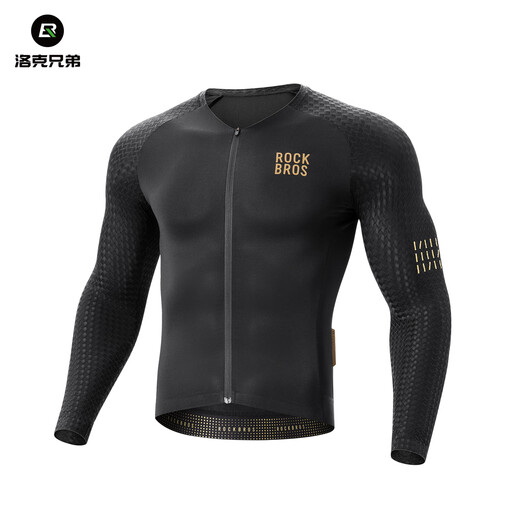 ROCKBROS cycling jersey long-sleeved top suit professional road cycling sportswear breathable men's summer and autumn polar night black L