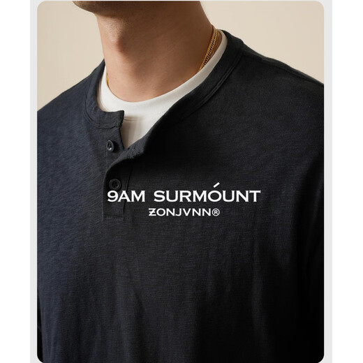 PUGESI Bamboo Cotton Fake Two-Piece Henley Shirt Men's Autumn Cleanfit Bottoming Shirt American Retro Long Sleeve T-Shirt Black XL