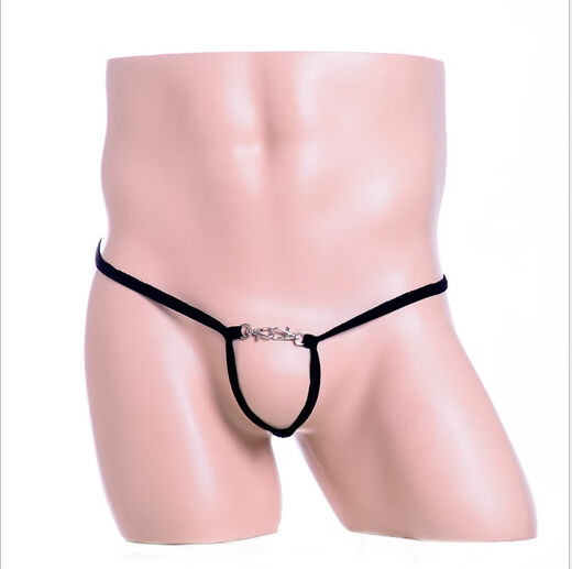 Sexy men's sexy underwear, comfortable and sexy, no need to take off, transparent sexy see-through hollow thong for flirting, black, one size fits all, fits S-XXXL