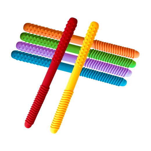 Silicone hollow tube straw teether for babies during the oral period to prevent eating and chewing gum to soothe and prevent falling off food grade hose orange 1 piece