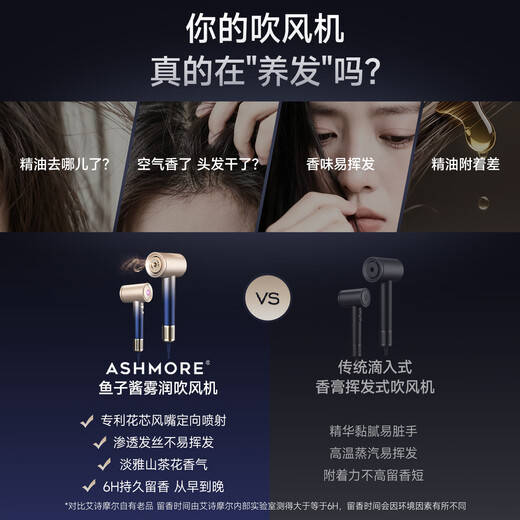 ASHMORE flower core mist nourishing high-speed hair dryer household electric hair dryer quick drying without damaging the hair practical gift box for Valentine's Day birthday gift for boys and girls AS-HD01 Golden Blue