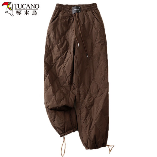 Woodpecker Exports Single Thick Down Down Cotton Pants Women's Winter Outerwear Winter Outerwear Warm Harem Pants Diamond Pants Apricot XL 130-145Jin Jin equals 0.5kg