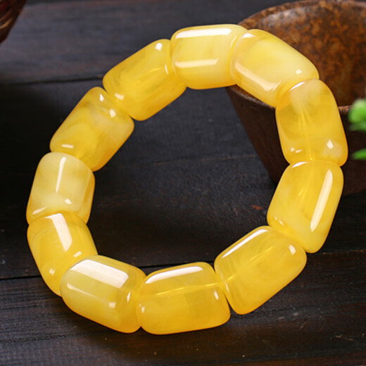 Yuze Baltic Chicken Oil Yellow Beeswax Bucket Beads Single Circle Bracelet Old Beeswax Amber Bucket Beads Special-shaped Bracelet for Boyfriend