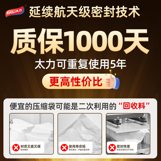 Taili travel compression storage bag, air-free vacuum luggage travel bag, clothes organizer, toiletry bag, 12-piece set