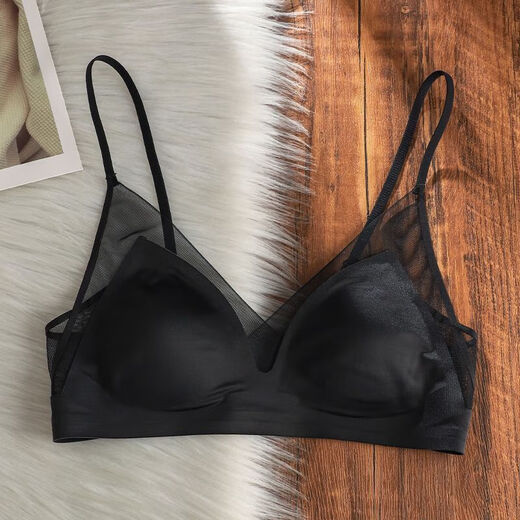 French satin liquid foundation invisible underwear for women with rabbit ear cups, large breasts, small breasts, secondary breasts, anti-sagging, seamless bra, high-end gray M 34/75BC