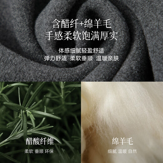 SEIFINI Meng Ziyi endorses glutinous rice straight skirt 2025 autumn and winter new style elastic waist comfortable and slim wool mid-length skirt smoke M