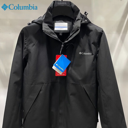 Columbia Men's Jacket Outdoor Windproof and Waterproof Jacket Hiking and Mountaineering Jacket Wild Fishing Sports Spring and Autumn Jacket Black XL 120-135Jin Jin equals 0.5 kg