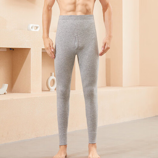 KING DEER Inner Mongolia pure cashmere pants for men and women slim warm autumn pants thickened winter wool leggings thin section thin section men light gray (100% pure cashmere) 3XL 185
