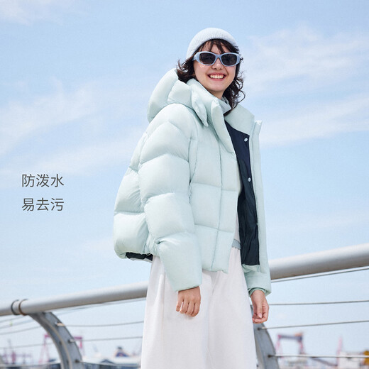 Tambor puff down jacket women's short removable hood autumn and winter warm jacket 25 years new 5530520D puff blue 165