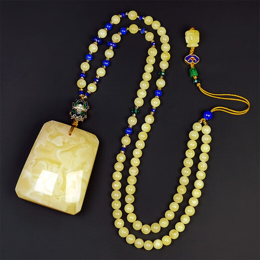 Hupai, one thing, one picture, one certificate, natural beeswax pendant, male, white wax, white flower wax, flawless pendant, 26.82g, 48*39*18mm