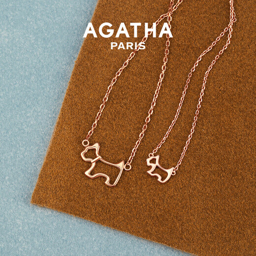 AGATHA/Aijiasha French hollow puppy necklace for women, birthday gift for girlfriend and best friend, high-end pendant, rose gold