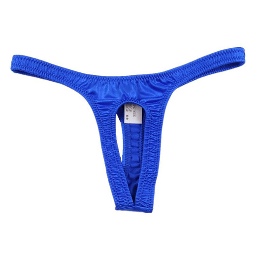 Men's Thong Sexy Tight Ice Silk Front Hole Men's Thong Low Waist Men's T-Pants Stretch Men's Single Thong White S