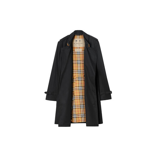 BURBERRY New Year's Gift Burberry Chelsea Solid Color Plaid Trench Coat Men's Black Black One Size 44