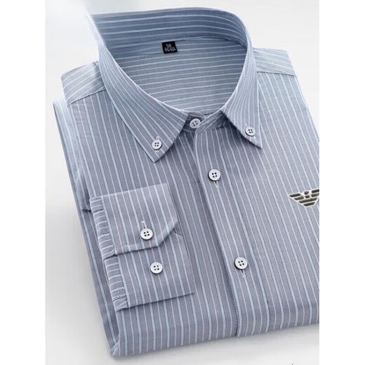 ARMANI EXCHANGE Armani striped long-sleeved shirt men's pure cotton no-iron inch shirt spring and autumn new casual shirt khaki 2118 long sleeve M 170 100-130Jin Jin equals 0.5 kg