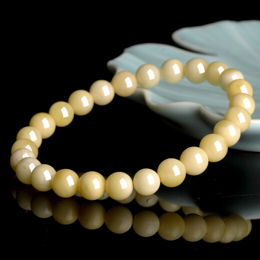 Shi Yue Jewelry (SHIYUEZHUBAO) Zhenzhi Grade Natural Mineral Tiger Skin Beeswax Bracelet Full of Honey Russian Material Toy Accessories Bracelet for Men and Women 7-8mm