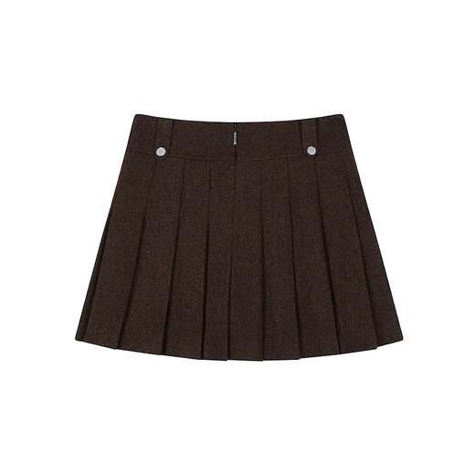 Teenie Weenie Bear Women's Skirt 2025 Autumn New Temperament College Style Simple Embroidered Pleated Skirt Brown Pre-sale M