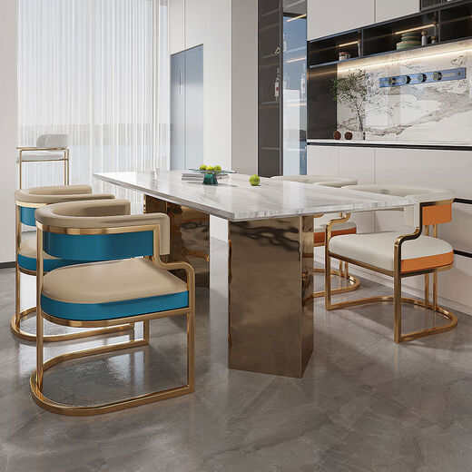 Yusenyi Stool Girls' Bedroom Dressing Stool Manicure Chair Customer Chair A Style Light Brown Titanium Plated Chair Frame