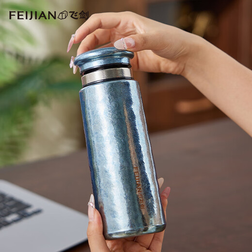 飞剑（FEIJIAN）纯钛保温杯女士钛水杯户外便携钛杯男士商务办公定制高档礼品杯 海棠粉300ml