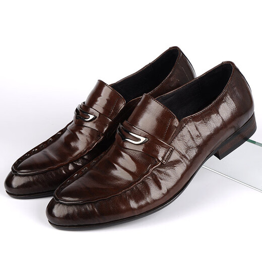 Walker Shop brand leather shoes for men 2025 new business pointed toe formal leather shoes soft surface soft bottom men's shoes breathable slip-on leather shoes high-end black brand men's shoes gift box packaging 40