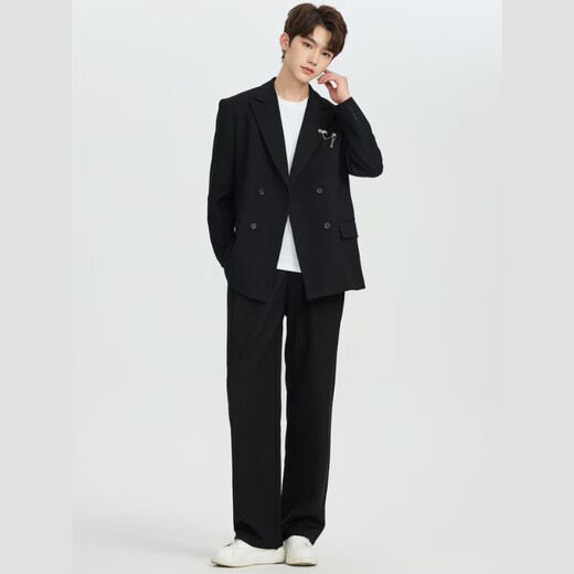 DK high-end men's suit suit men's casual loose handsome performance suit dress suit jacket engagement wedding suit forest black single jacket S (100-115Jin Jin equals 0.5 kg)