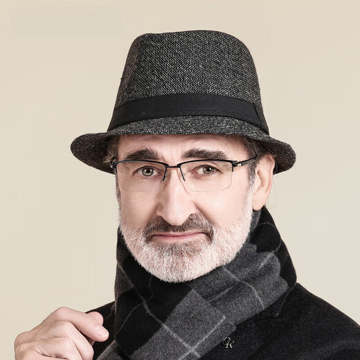 QIPEIER Dad Hat Autumn and Winter Windproof and Cold Warm Top Hat Elderly Grandpa British Retro Casual Gentleman Hat Black One Size (56-58CM)