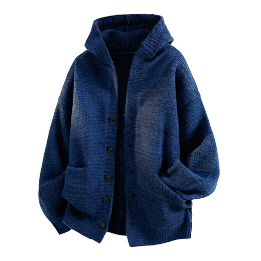 IZEXX high-end cardigan jacket men's autumn lazy style loose versatile hooded sweater sweater ZN97 dark gray 2XL