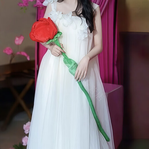 Magic Bean Shenghuo Wedding Pickup Flower Bouquet Extra Large Simulated Flower Proposal Fabric Rose Bouquet Wedding Photo Props Rose Stick Upgraded Red 100CM One Large