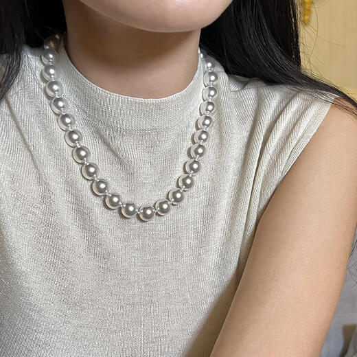 Ni Ni's same classic white Australian white pearl necklace high-end light luxury sweater 12mm pearls/about 50cm