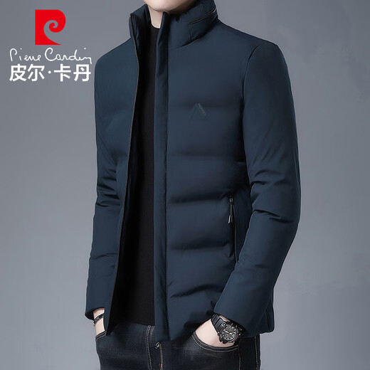 Pierre Cardin men's winter thickened cotton coat for young and middle-aged people, stand-up collar cotton coat, warm casual men's top, black XL