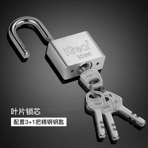 iGear挂锁防水防锈门锁工具锁家用学校商铺门锁小防盗窗锁四把钥匙30mm