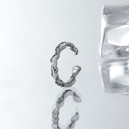 Core luxury meteorite texture open ring men's new index finger ring niche design trendy brand single ring trendy brand birthday gift for boyfriend meteorite open ring
