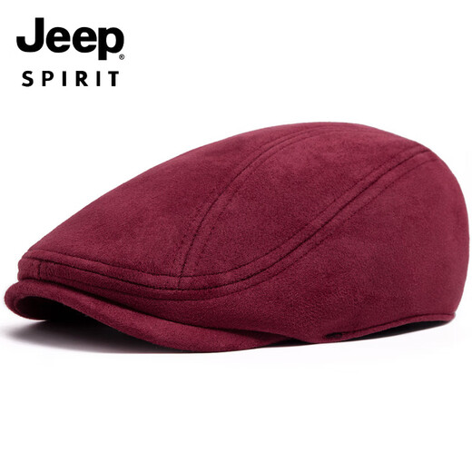 JEEP fashion suede beret men's autumn and winter retro peaked cap casual painter forward cap elastic head circumference black - suede peaked cap one size adjustable