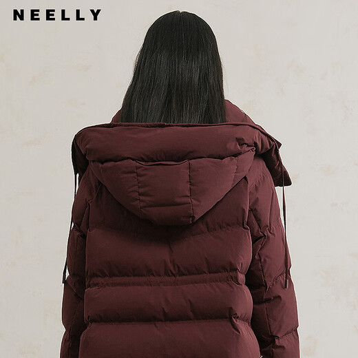 NEELLY Nali Shopping Mall's new winter style hooded mid-length casual commuter down jacket for women 90% white duck down Ankola red S