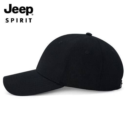 Jeep (JEEP) solid color baseball hat for men and women, spring and autumn new fashion Korean version casual outdoor travel youth peaked cap A0601 black one size (56-61cm) adjustable