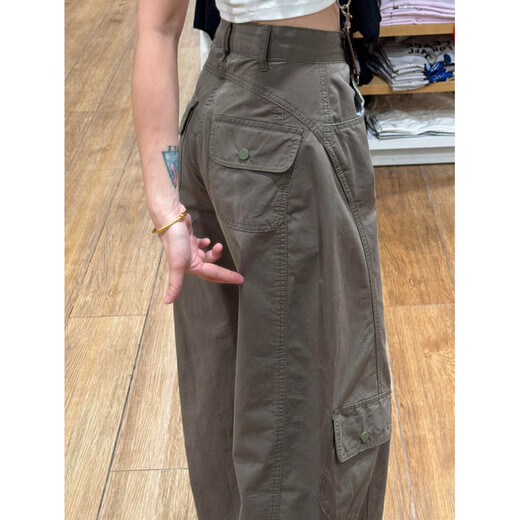 Du Xiaoxian American retro bias cut scimitar overalls men's spring and autumn trendy brand handsome pants multi-pocket straight trousers coffee color XL recommended 120-140Jin Jin equals 0.5 kg