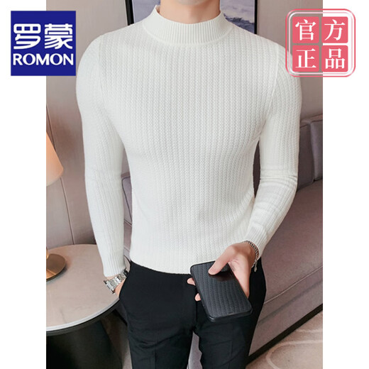 ROMON half-turtleneck sweater for men in autumn and winter Korean style slim-fitting men's bottoming shirt high-end men's knitted sweater black M Jin Jin equals 0.5 kg
