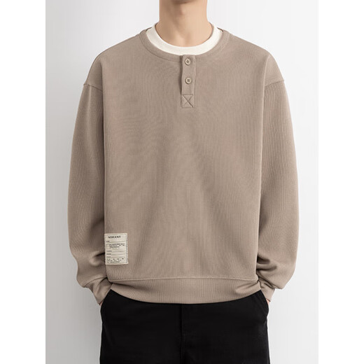 Mangmang fake two-piece sweatshirt for men 2025 spring and autumn new heavyweight Henry collar inner layering shirt long-sleeved T-shirt top clothes off-white 4XL about 180-200Jin Jin is equal to 0.5 kg can be worn