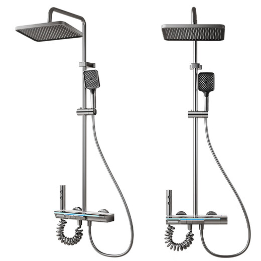 Jomoo's official flagship shower set, a complete set of piano keys, new digital display, all-copper constant temperature pressurized descaling nozzle, thickened model/piano keys/water gray-plated - digital display atmosphere light - constant temperature model - installation included